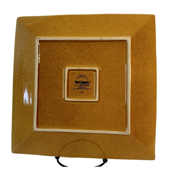 Pier 1 Imports Spice Route Ginger Square Beaded Stoneware 2-Dinner Plates 10.5" - Picture 7 of 10